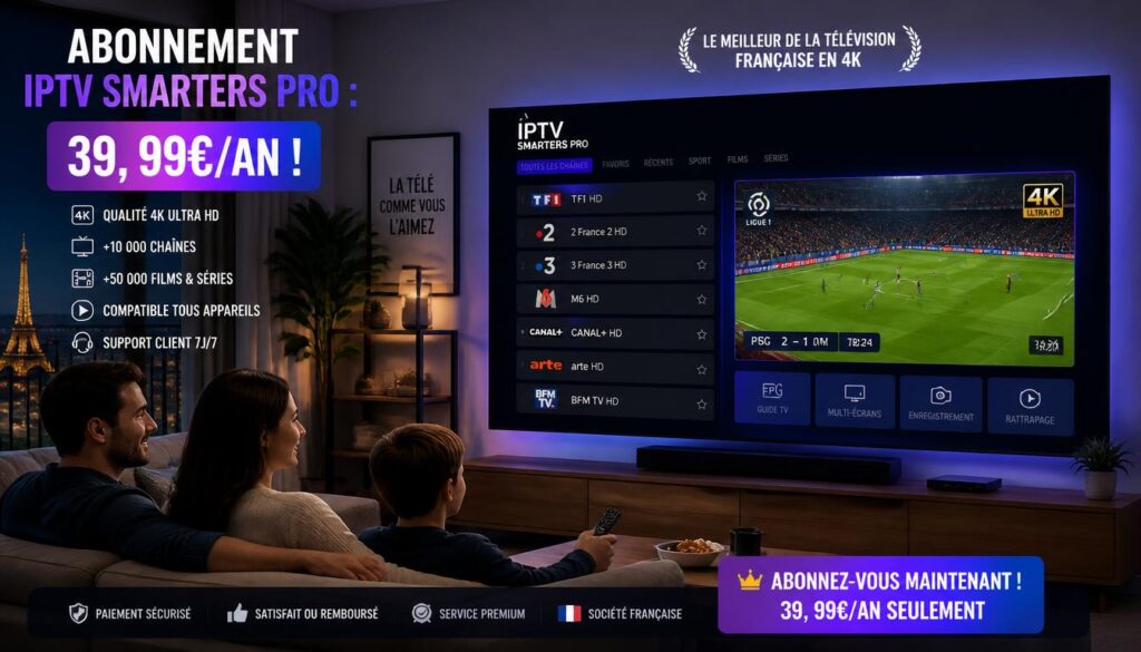 Abonnement IPTV Smarters Pro : 39,99€/an !