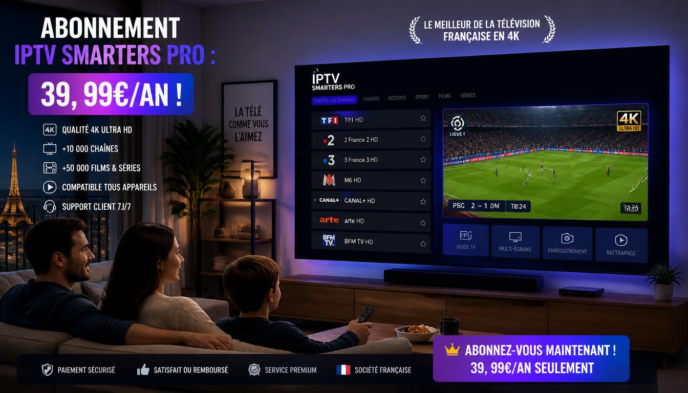 Abonnement IPTV Smarters Pro : 39,99€/an !