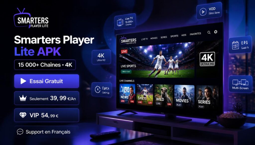 Smarters PRO APK – 15 000 Chaînes 4K à 39,99 €/An